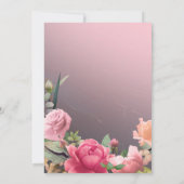Invitation Élégant Rose or Mariage Floral (Dos)