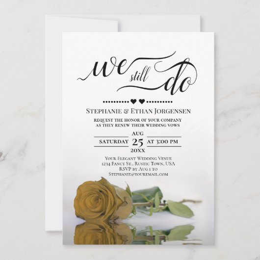 Invitation Elégant Rose Or Ochre Nous Faisons Toujours Vow Re (Devant)