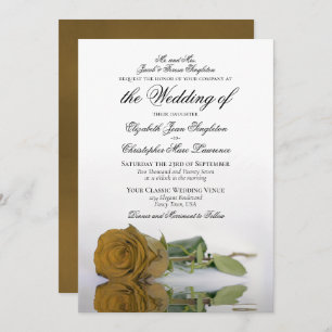 Invitation Élégant Rose or ocre Mariage officiel