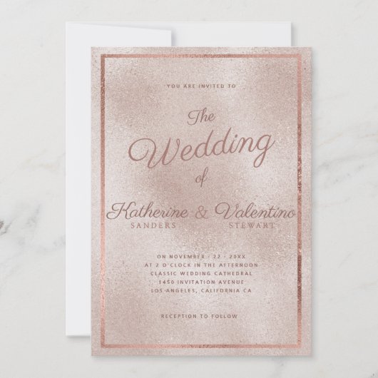 Invitation Elégant rose or parties scintillant dégradé photo (Devant)