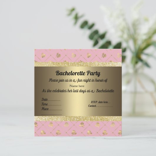 Invitation ELÉGANT ROSE or PASTEL PARTY BACHELORETTE (Debout devant)