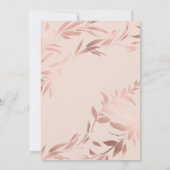 Invitation Élégant Rose Or rose Floral Feuilles doux 16 (Dos)