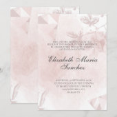 Invitation Élégant Rose or rose Floral Quinceañera (Devant / Derrière)