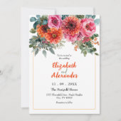 Invitation Elégant rose orange aquarelle Mariage floral (Devant)