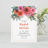 Invitation Elégant rose orange aquarelle Mariage floral (Debout devant)