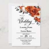 Invitation Élégant Rose orange brûlé Mariage floral (Devant)