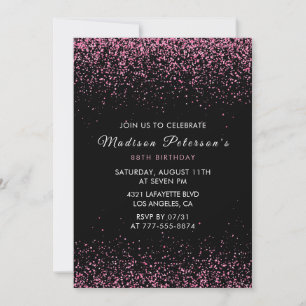 Invitation Élégant rose paillettes glamour 88e anniversaire