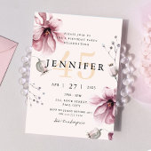 Invitation Elégant rose pâle Floral Automne Anniversaire