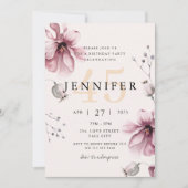 Invitation Elégant rose pâle Floral Automne Anniversaire (Devant)