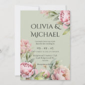 Invitation Élégant rose pâle Mariage floral (Devant)