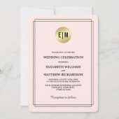 Invitation Élégant rose pâle | Mariage or (Devant)