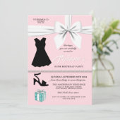 Invitation Élégant rose pâle mode avant anniversaire (Debout devant)