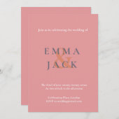 Invitation Élégant rose pâle moderne et mariage (Devant / Derrière)