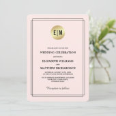 Invitation Élégant rose pâle | Noir | Mariage Gold Foil (Debout devant)