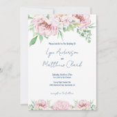 Invitation Élégant rose pâle Roses Mariage floral (Devant)