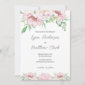 Invitation Élégant rose pâle Roses Mariage floral (Devant)