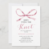 Invitation Élégant Rose Pâle Ruban Mariage (Devant)