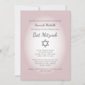 Invitation Élégant rose pâle Simple Feminine Bat mitzvah (Devant)