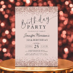 Invitation Elégant Rose Parties scintillant Gold Blush 30e an<br><div class="desc">Célébrez un 30e anniversaire avec cette Elégante Parties scintillant Rose Gold Blush Invitation anniversaire! Doté d'un arrière - plan moelleux et d'accents de parties scintillant d'or faux rose, ce design allie le glamour moderne à une élégance intemporelle. Entièrement modifiable, il est parfait pour customiser avec le nom, l’âge et les...</div>