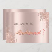 Invitation Élégant Rose Parties scintillant or (Devant / Derrière)