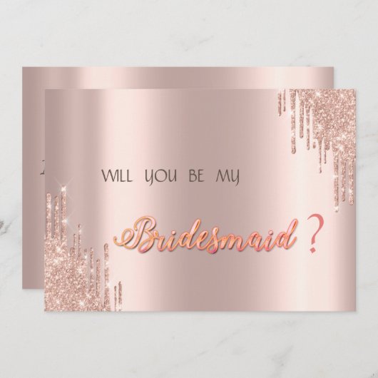 Invitation Élégant Rose Parties scintillant or (Devant / Derrière)