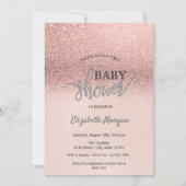 Invitation Elégant Rose Parties scintillant or Baby shower Bo (Devant)