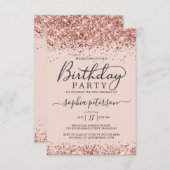 Invitation Elégant Rose Parties scintillant Or Blush n'import (Devant / Derrière)