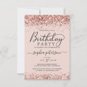 Invitation Elégant Rose Parties scintillant Or Blush n'import