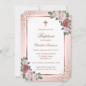 Invitation Élégant Rose Parties scintillant or Blush rose Gir (Devant)