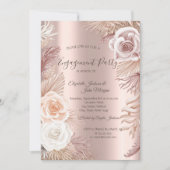 Invitation Élégant Rose Parties scintillant or Boho Fleurs Fi (Devant)