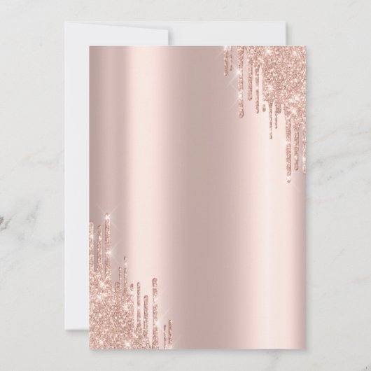 Invitation Élégant Rose Parties scintillant or   Fiançailles (Dos)