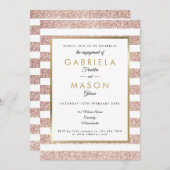 Invitation Élégant Rose Parties scintillant or Fiançailles de (Devant / Derrière)