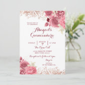 Invitation Elégant Rose Parties scintillant or Floral Quincea (Debout devant)