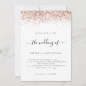 Invitation Élégant Rose Parties scintillant or Mariage blanc (Devant)