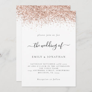 Invitation Élégant Rose Parties scintillant or Mariage blanc
