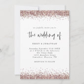 Invitation Élégant Rose Parties scintillant or Mariage blanc (Devant)