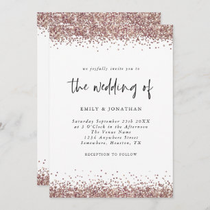 Invitation Élégant Rose Parties scintillant or Mariage blanc