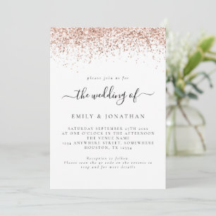 Invitation Élégant Rose Parties scintillant or Mariage de cod