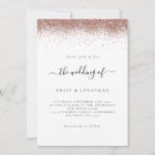 Invitation Elégant Rose Parties scintillant or Mariage fronti (Devant)