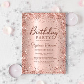 Invitation Elégant Rose Parties scintillant or métal 30e anni