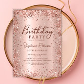 Invitation Elégant Rose Parties scintillant or métal 30e anni