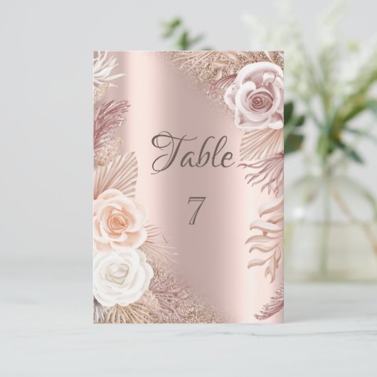 Invitation Elégant Rose Parties scintillant Or Ombre Boho Fle (Debout devant)