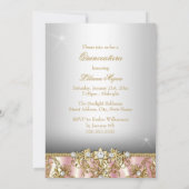 Invitation Elégant rose Pearl or Damask Quinceanera Invitatio (Dos)