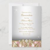 Invitation Elégant rose Pearl or Damask Quinceanera Invitatio (Dos)