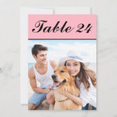 Invitation Élégant rose Pet noir Mariage photo Numéro de tabl (Dos)