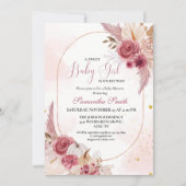 Invitation Élégant rose petit Citrouille Baby shower de fille (Devant)