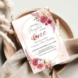 Invitation Elégant rose petit Citrouille Twin Girl 1er annive