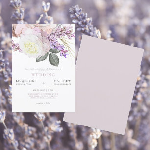Invitation Élégant Rose Poussiéreux Floral Sans Parents Maria