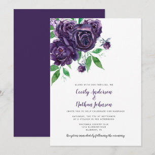 Invitation Élégant Rose profond violet Mariage vert