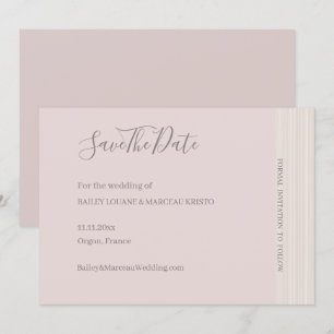 Invitation Élégant Rose PushGrain Sauvez La Date Mariage